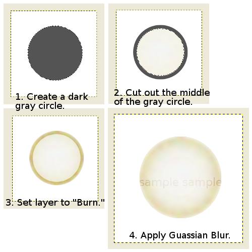 Gray circle helps create shading of pearl.